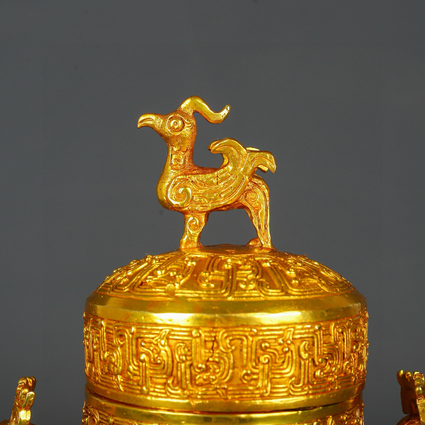 Han Dynasty Bronze and Real Gold Phoenix Bird Cage