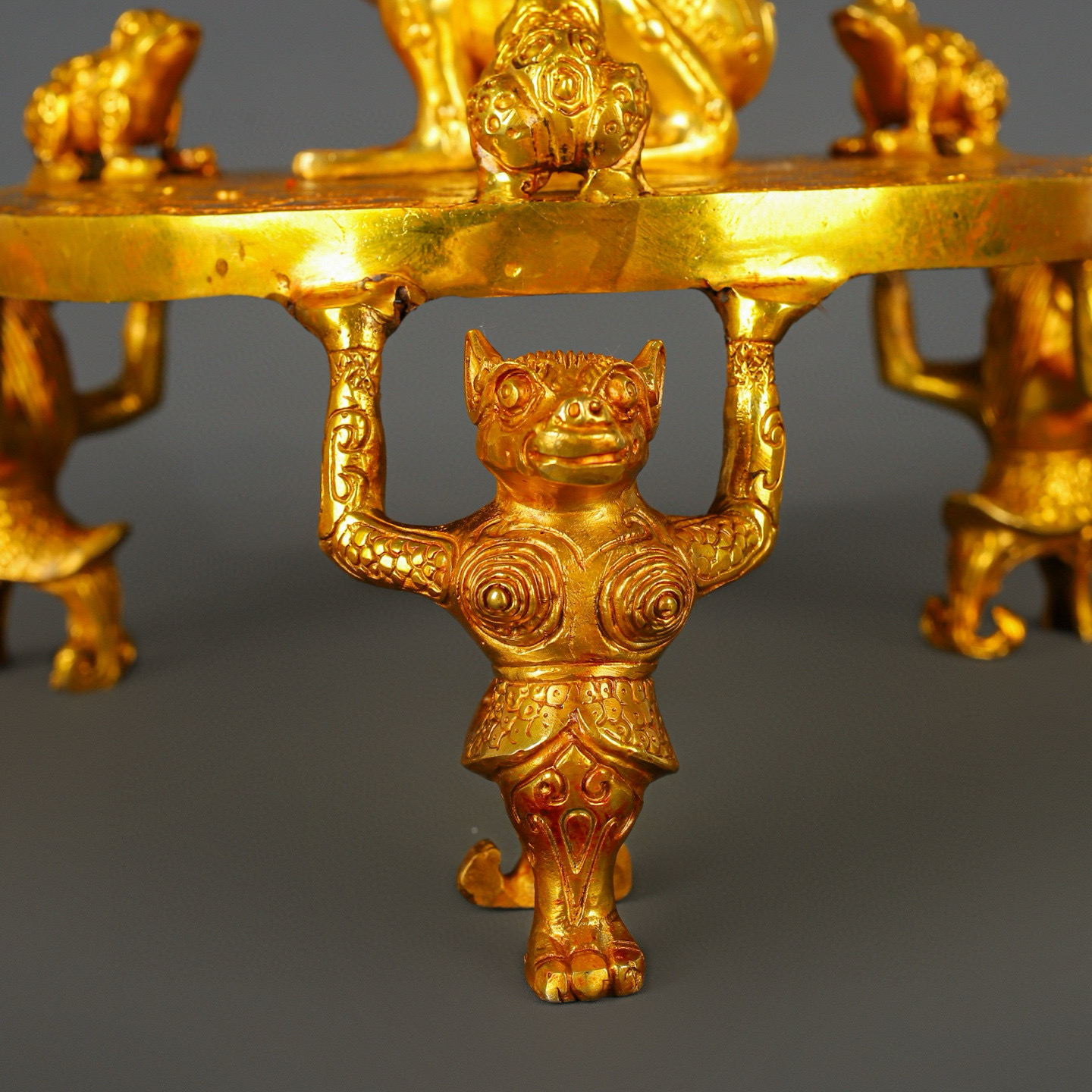 Han Dynasty Bronze and Real Gold Bagua Compass