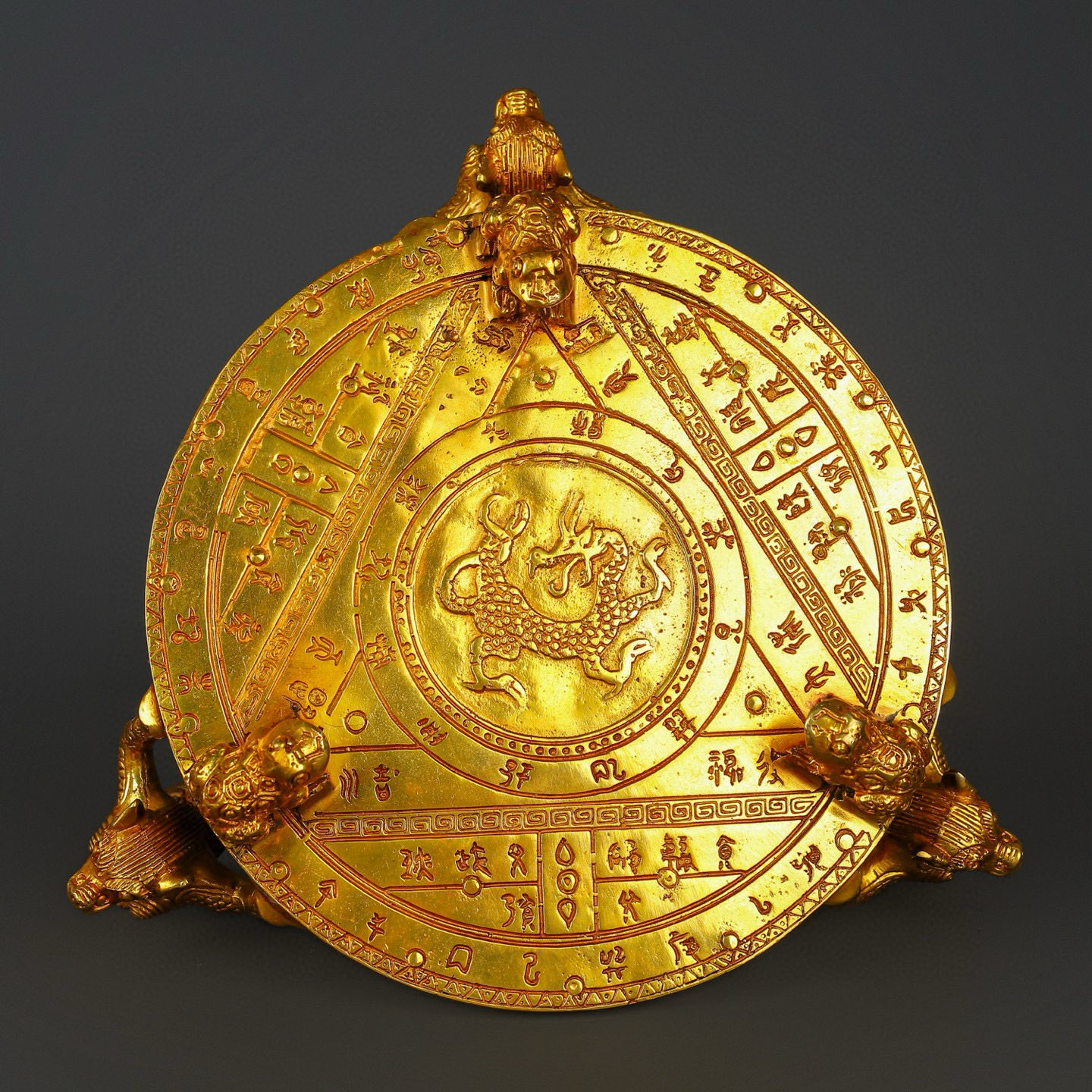 Han Dynasty Bronze and Real Gold Bagua Compass
