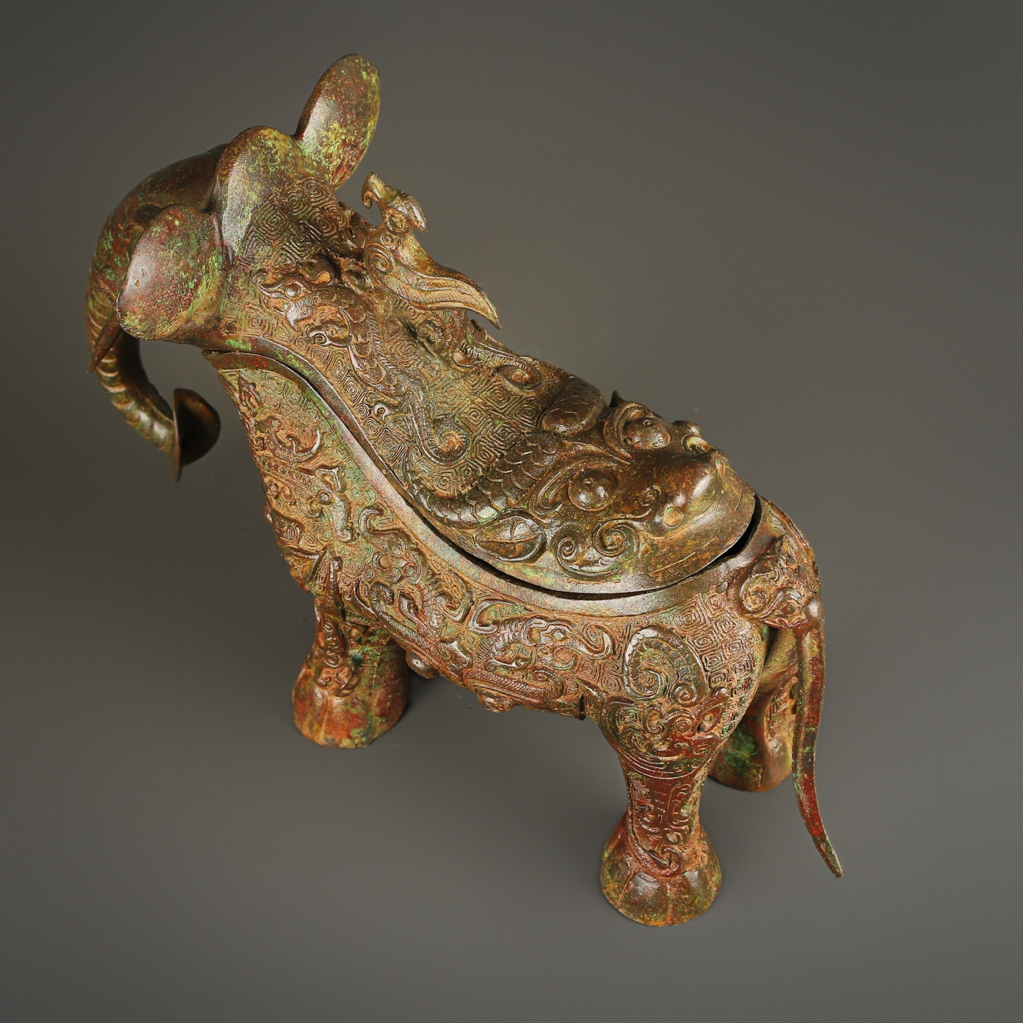 Zhou Dynasty Bronze Elephant Gong