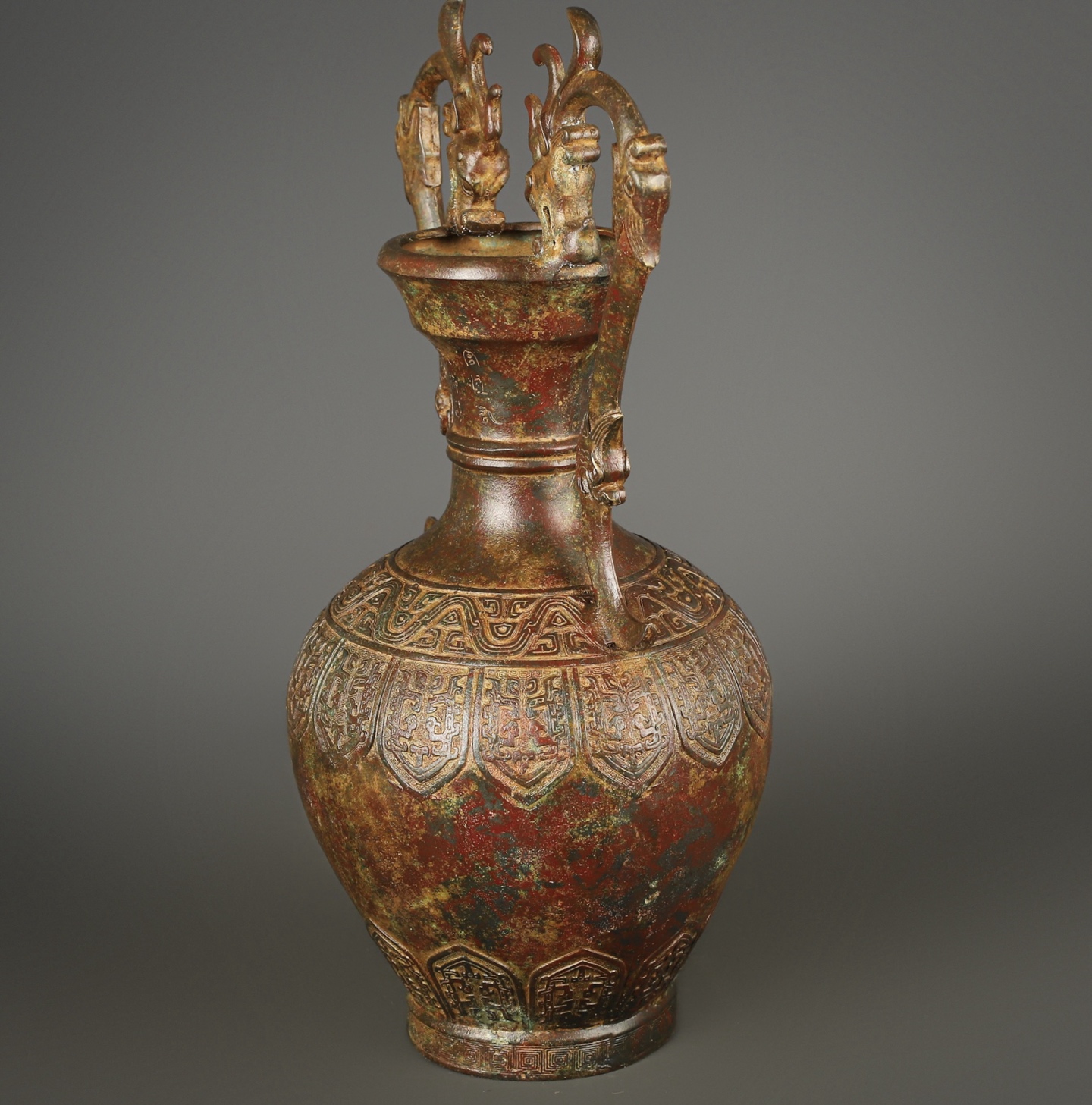 Han Dynasty Bronze Double Dragon Bottle
