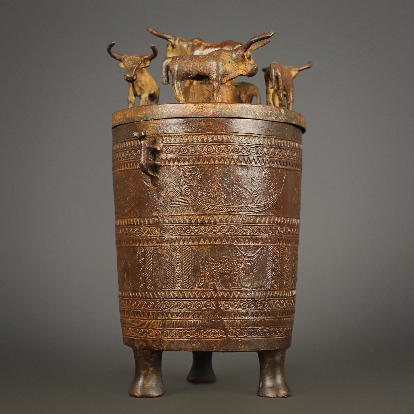 Zhou Dynasty Bronze Five Ox Cang