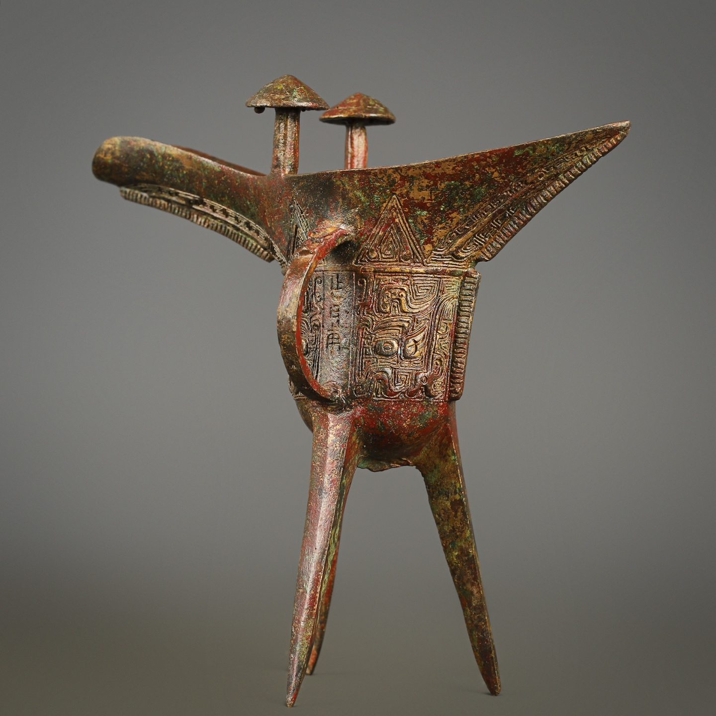 Zhou Dynasty Bronze Beast Face Cup