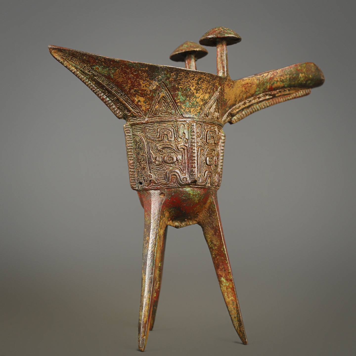 Zhou Dynasty Bronze Beast Face Cup