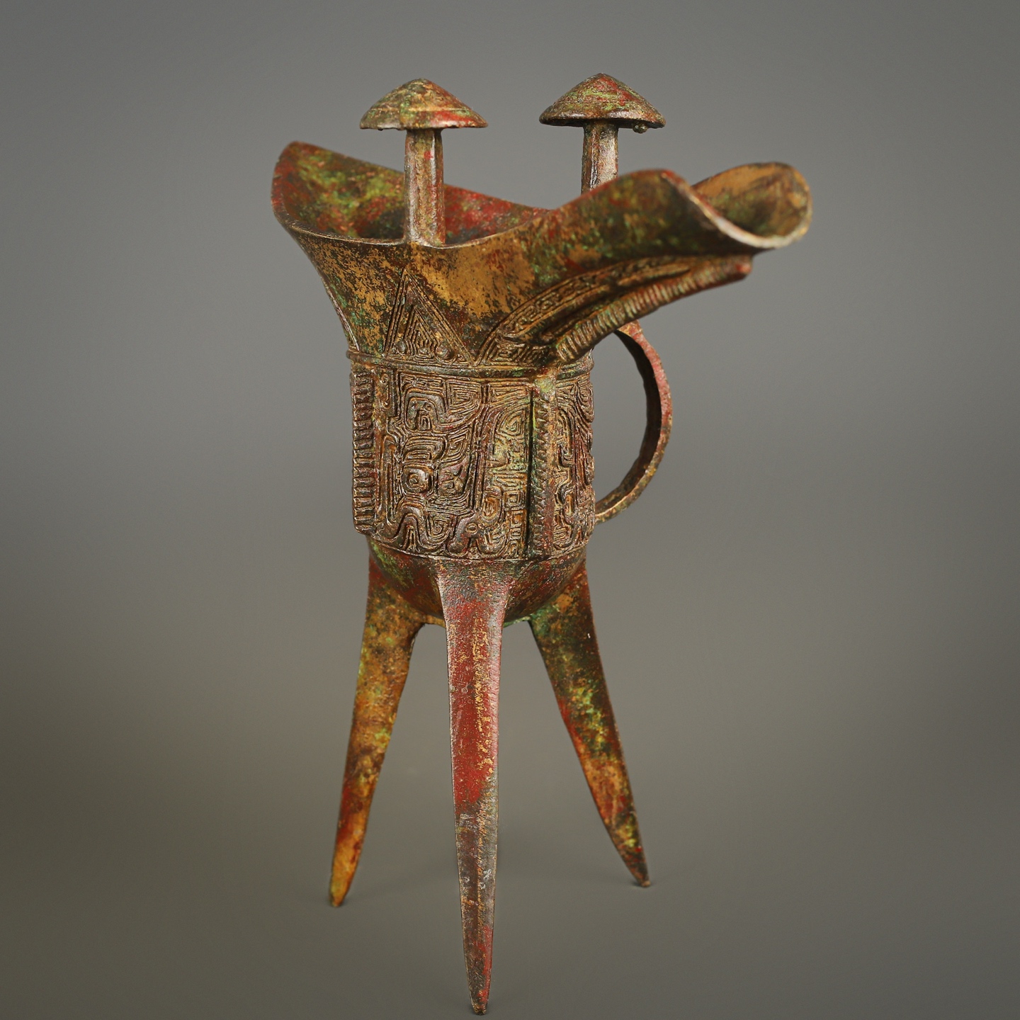 Zhou Dynasty Bronze Beast Face Cup