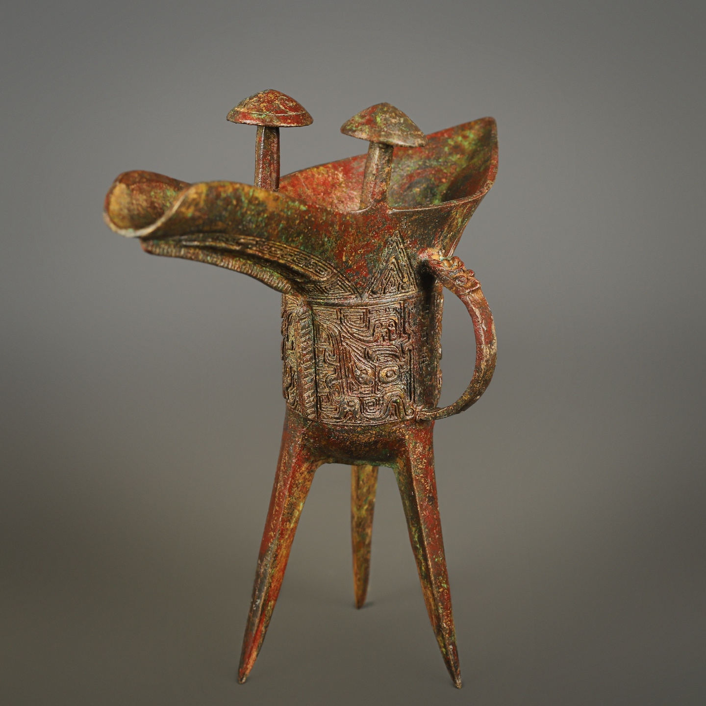 Zhou Dynasty Bronze Beast Face Cup