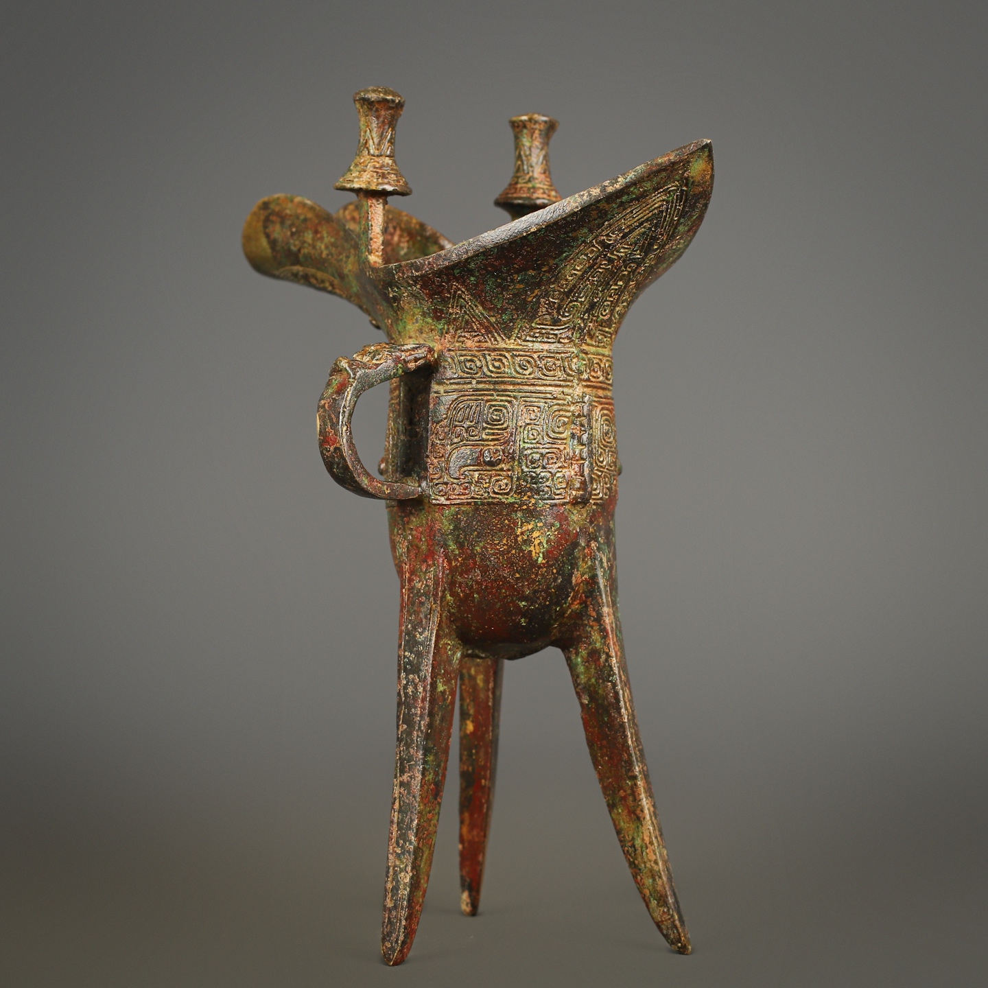 Zhou Dynasty Bronze Beast Face Cup