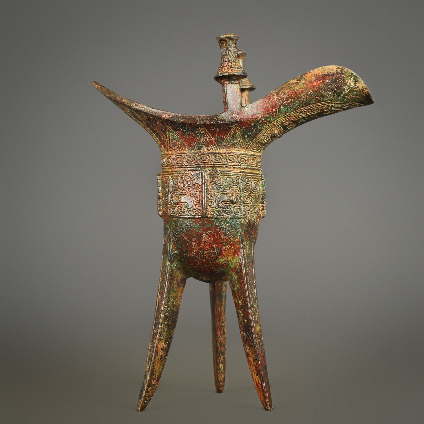 Zhou Dynasty Bronze Beast Face Cup