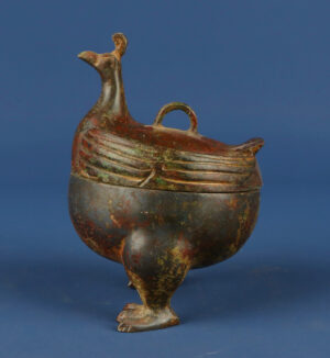 Han Dynasty Bronze and gold phoenix bird box