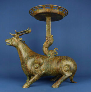 Han Dynasty Bronze inscribed deer lantern plate
