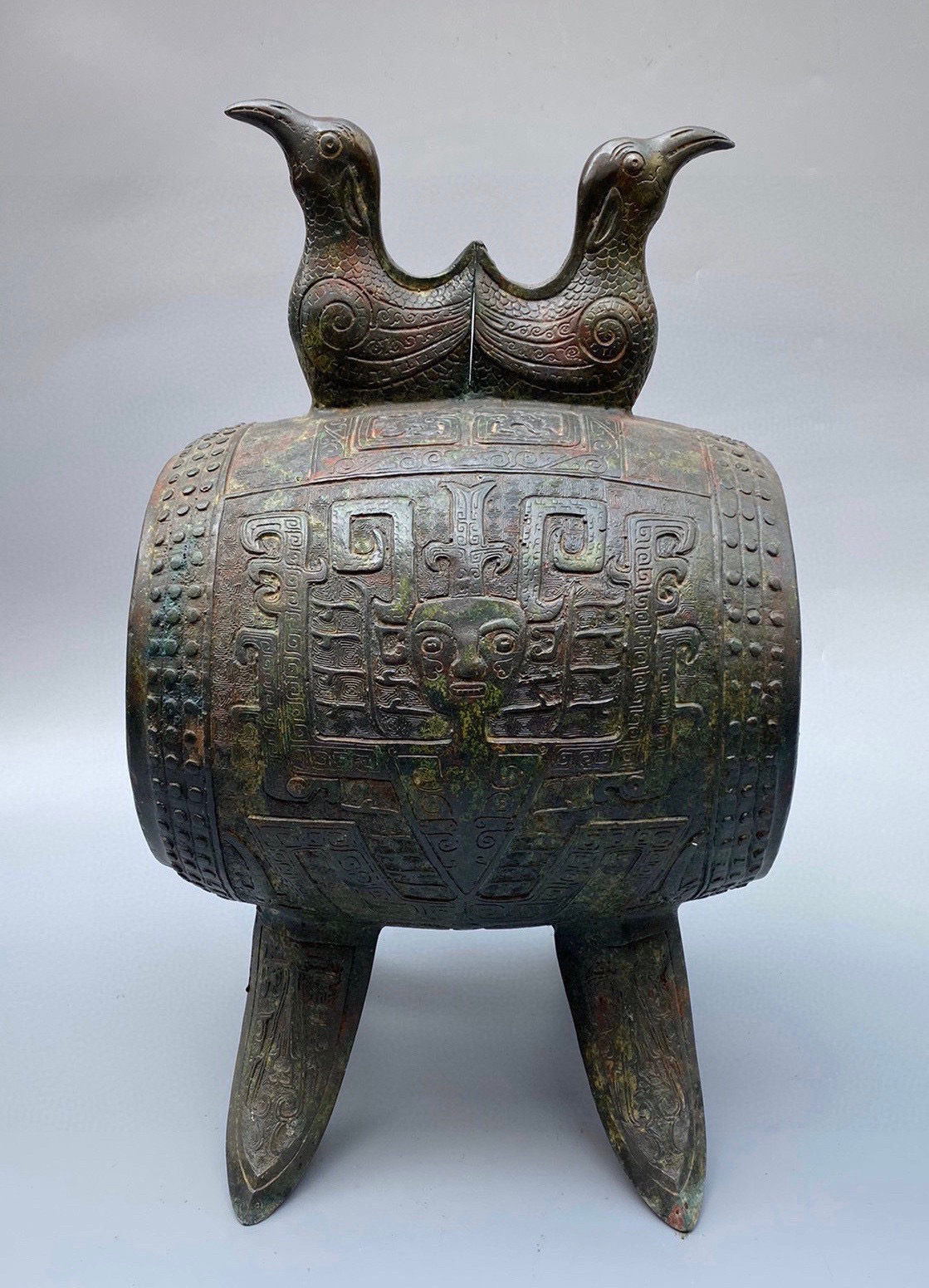 Han Dynasty Bronze Double Bird Drum