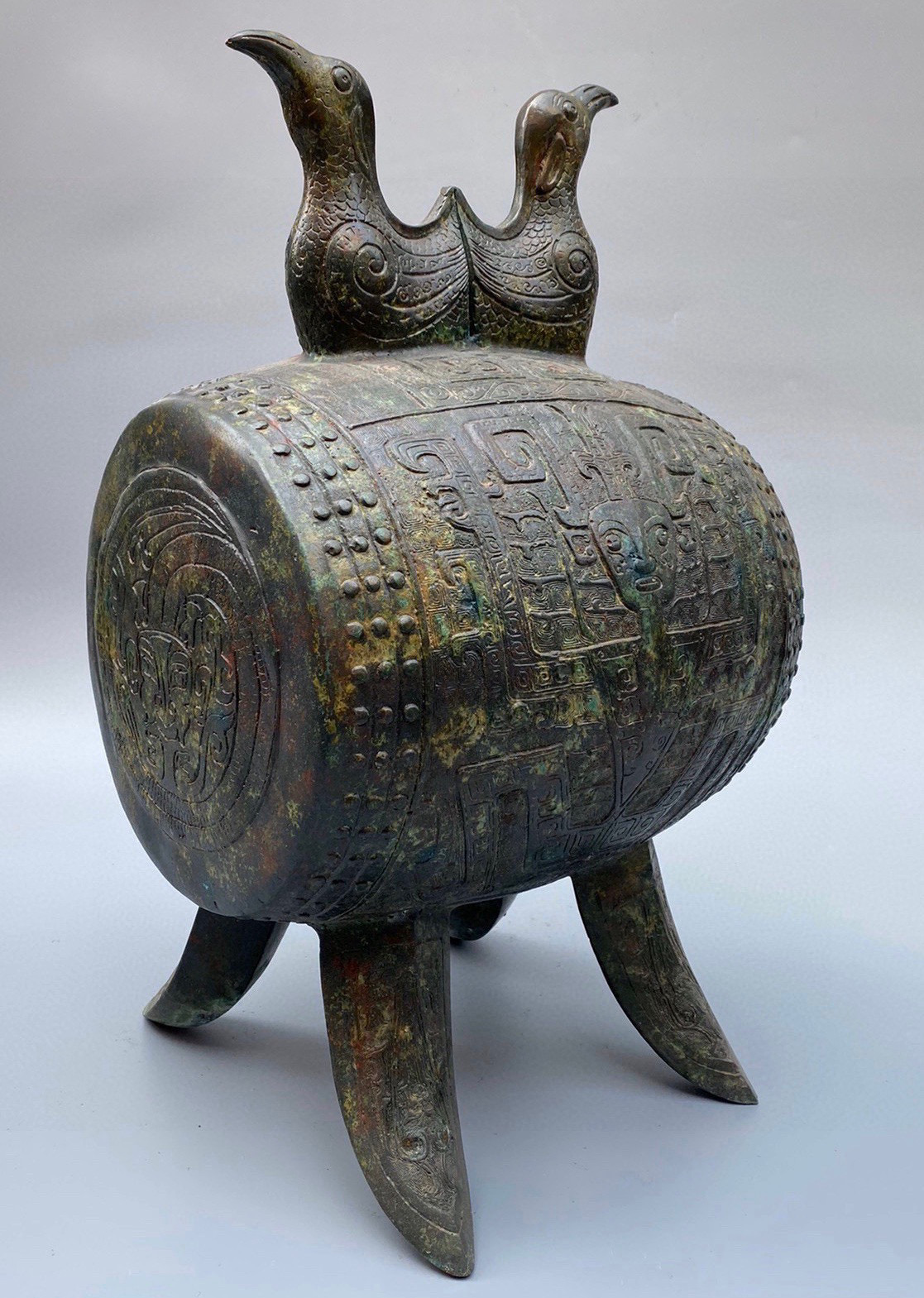 Han Dynasty Bronze Double Bird Drum