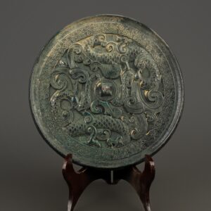 Han Dynasty Bronze mirror with dragon and phoenix patterns