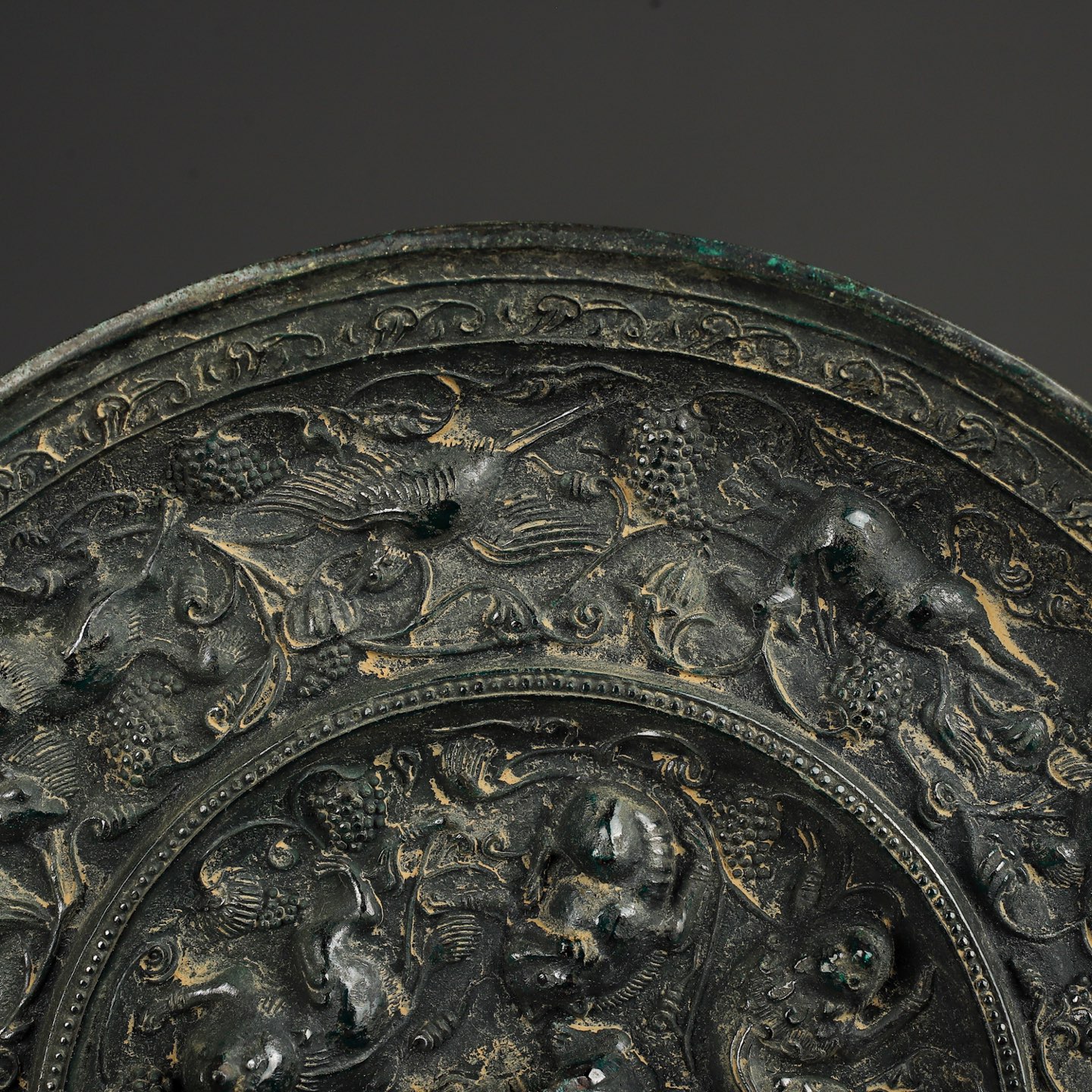 Tang Dynasty Bronze Sea Beast Grape Mirror