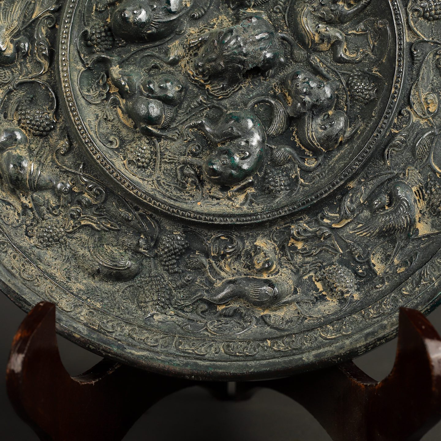 Tang Dynasty Bronze Sea Beast Grape Mirror