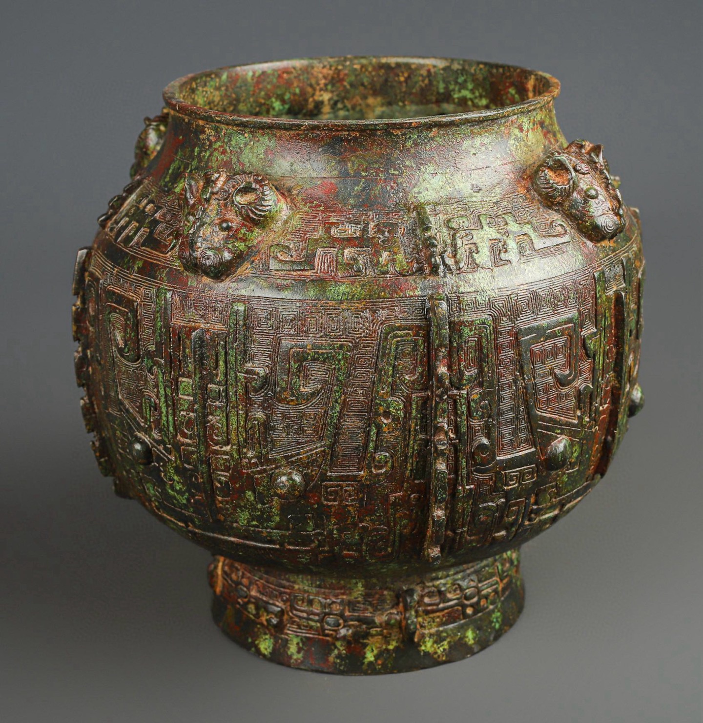 Zhou Dynasty Bronze four goat round lei