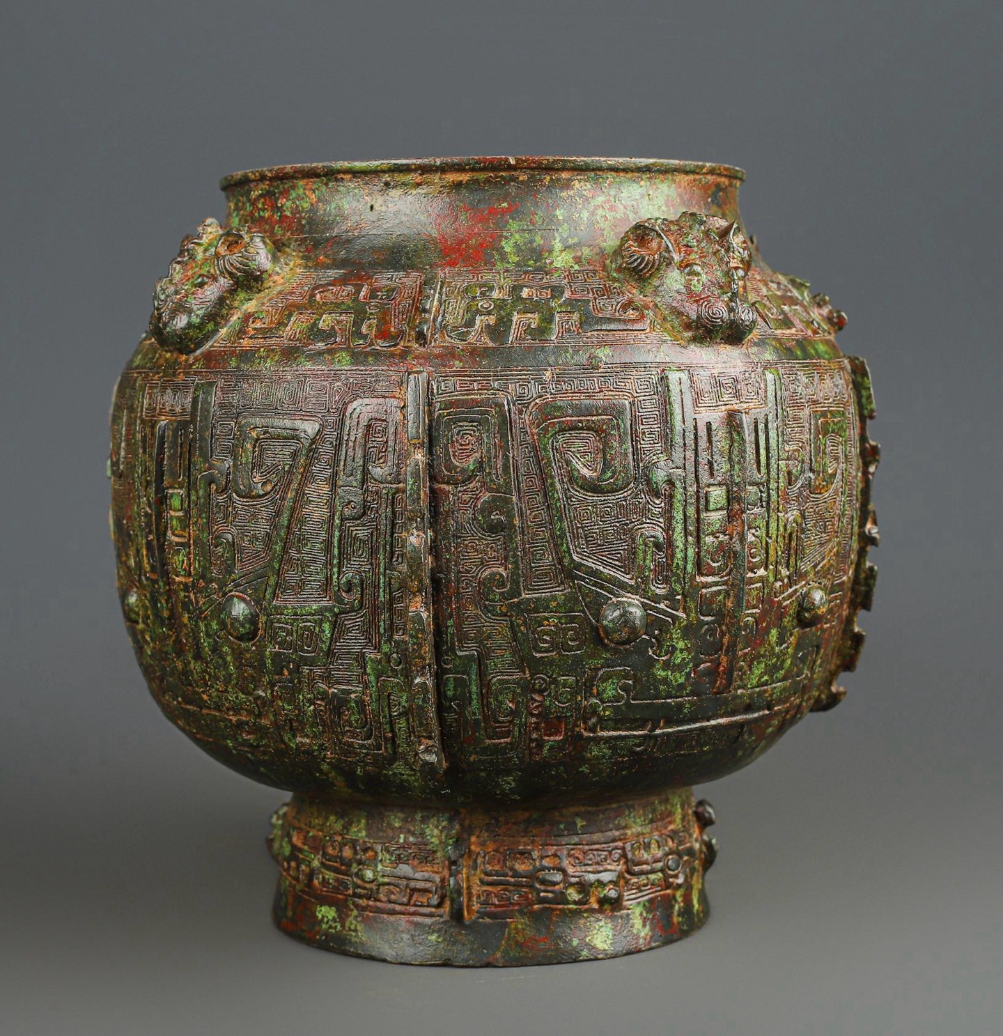Zhou Dynasty Bronze four goat round lei