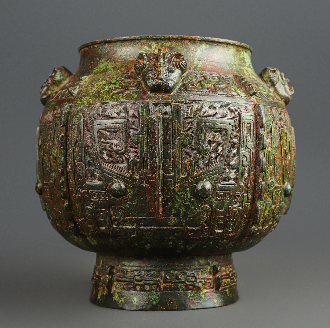 Zhou Dynasty Bronze four goat round lei