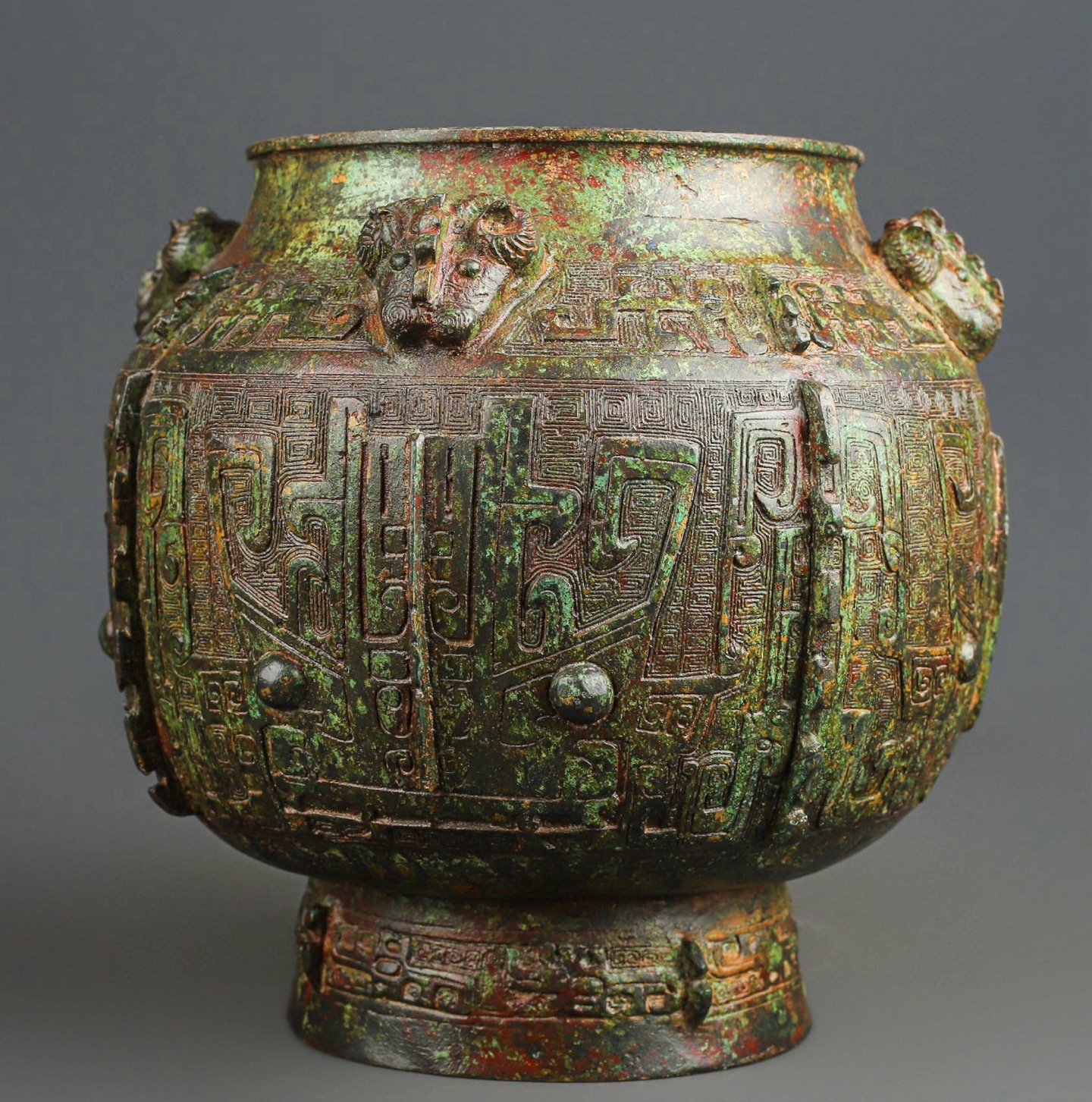 Zhou Dynasty Bronze four goat round lei