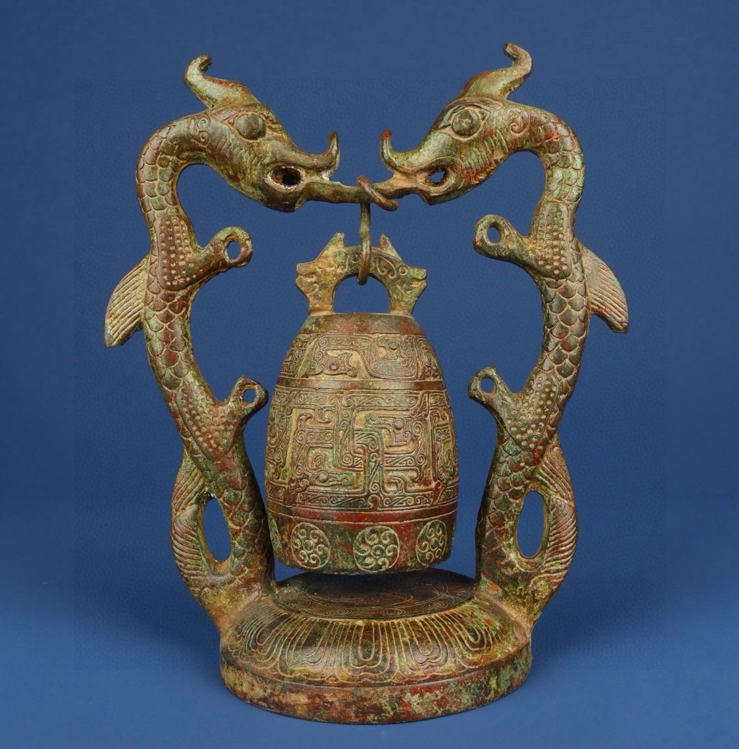 Han Dynasty Bronze Manchurian Double Dragon Bell