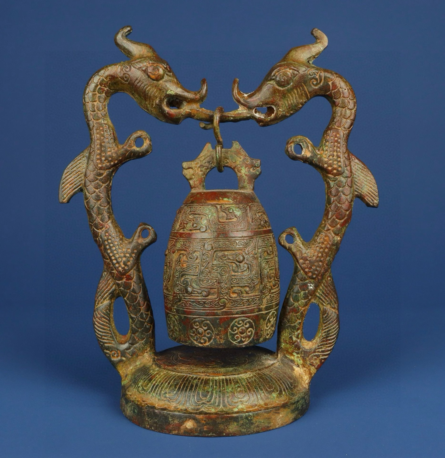 Han Dynasty Bronze Manchurian Double Dragon Bell