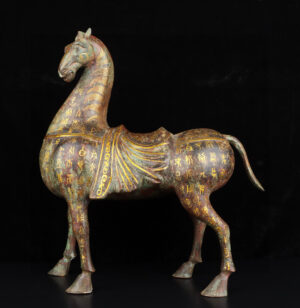 Han Dynasty Bronze and gold horse
