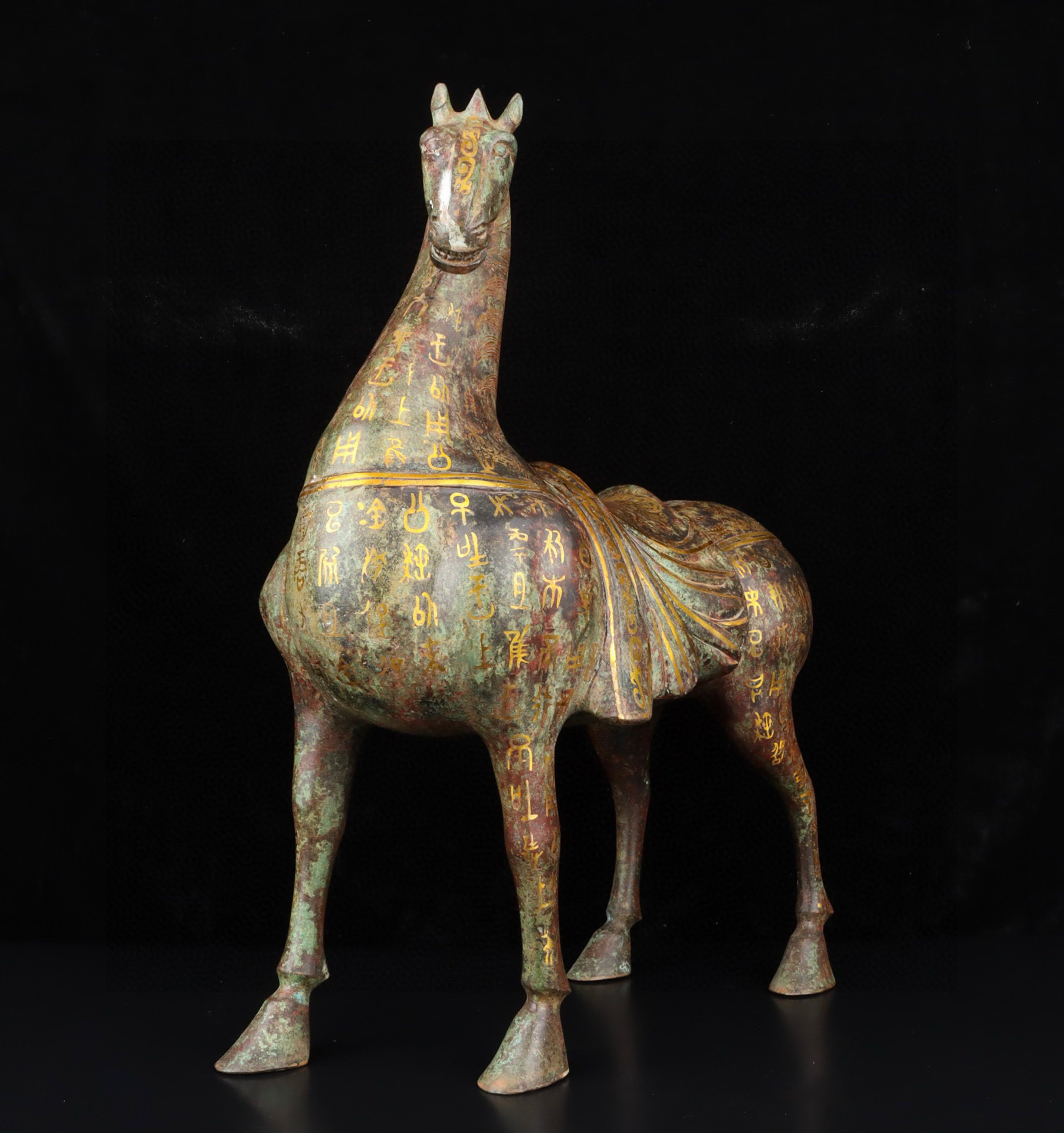 Han Dynasty Bronze and gold horse