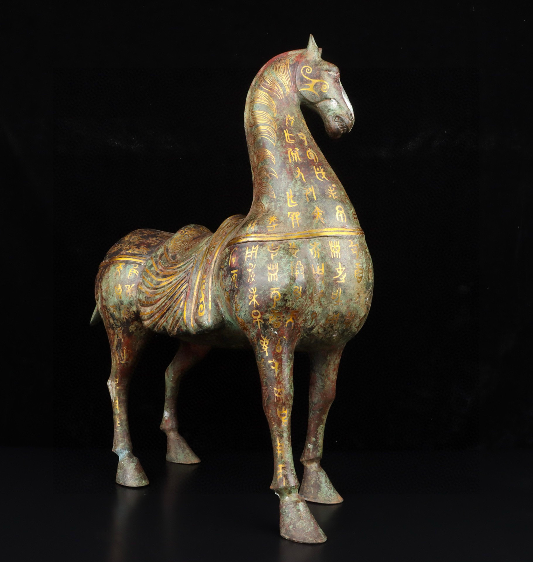 Han Dynasty Bronze and gold horse