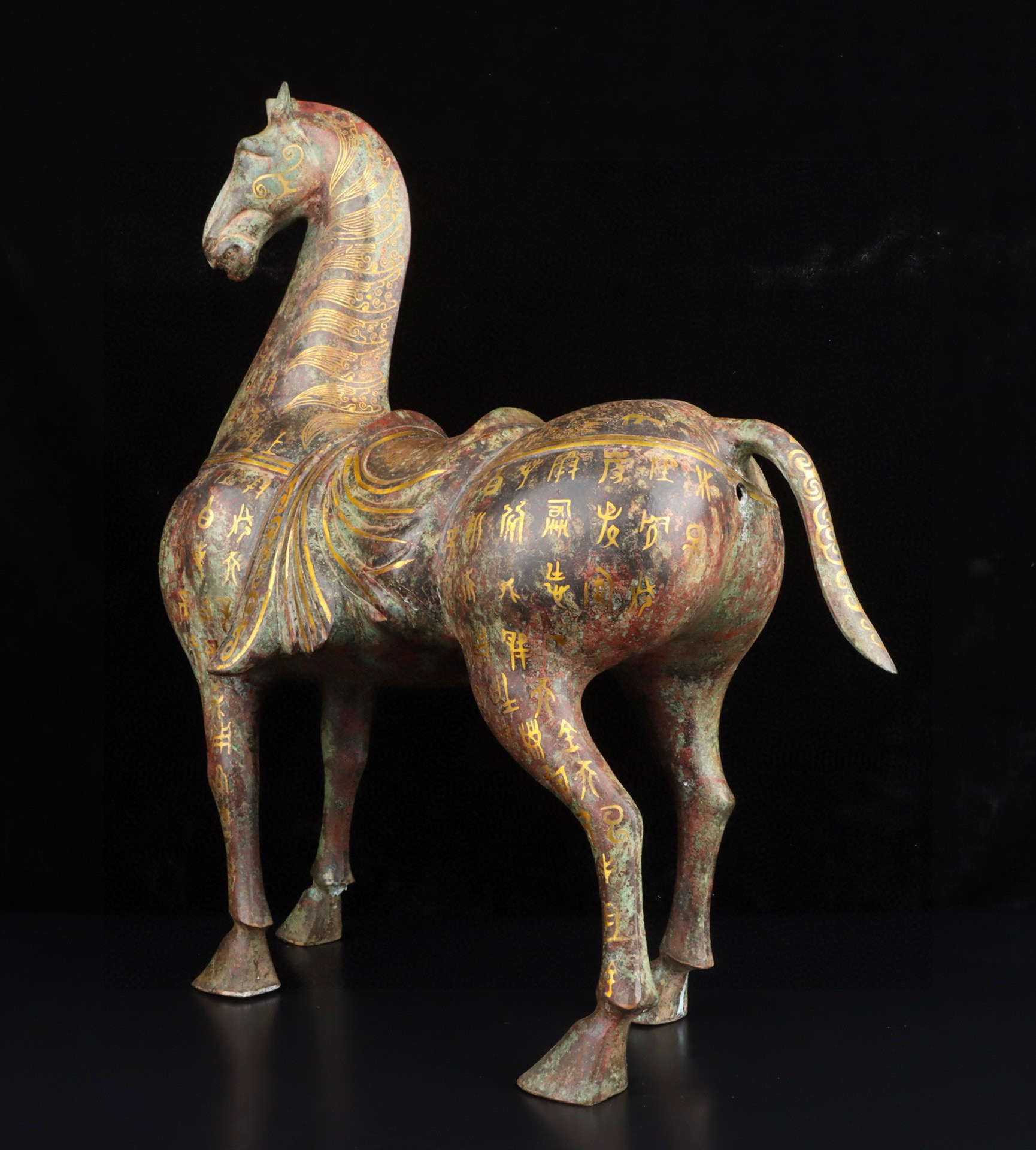 Han Dynasty Bronze and gold horse