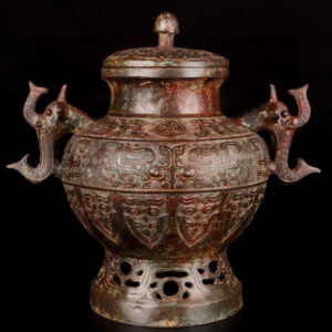 Zhou Dynasty Bronze Double Dragon Elephant Round Lei