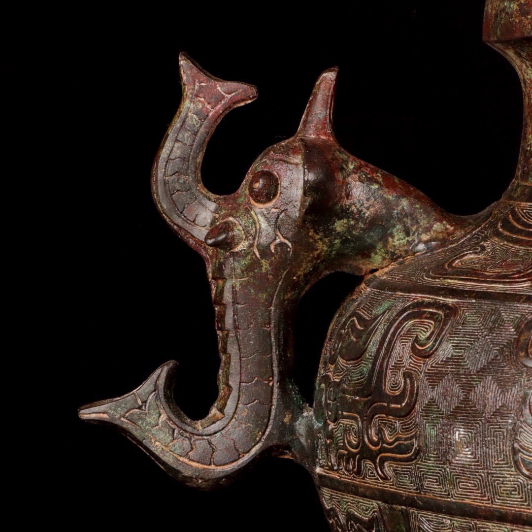 Zhou Dynasty Bronze Double Dragon Elephant Round Lei