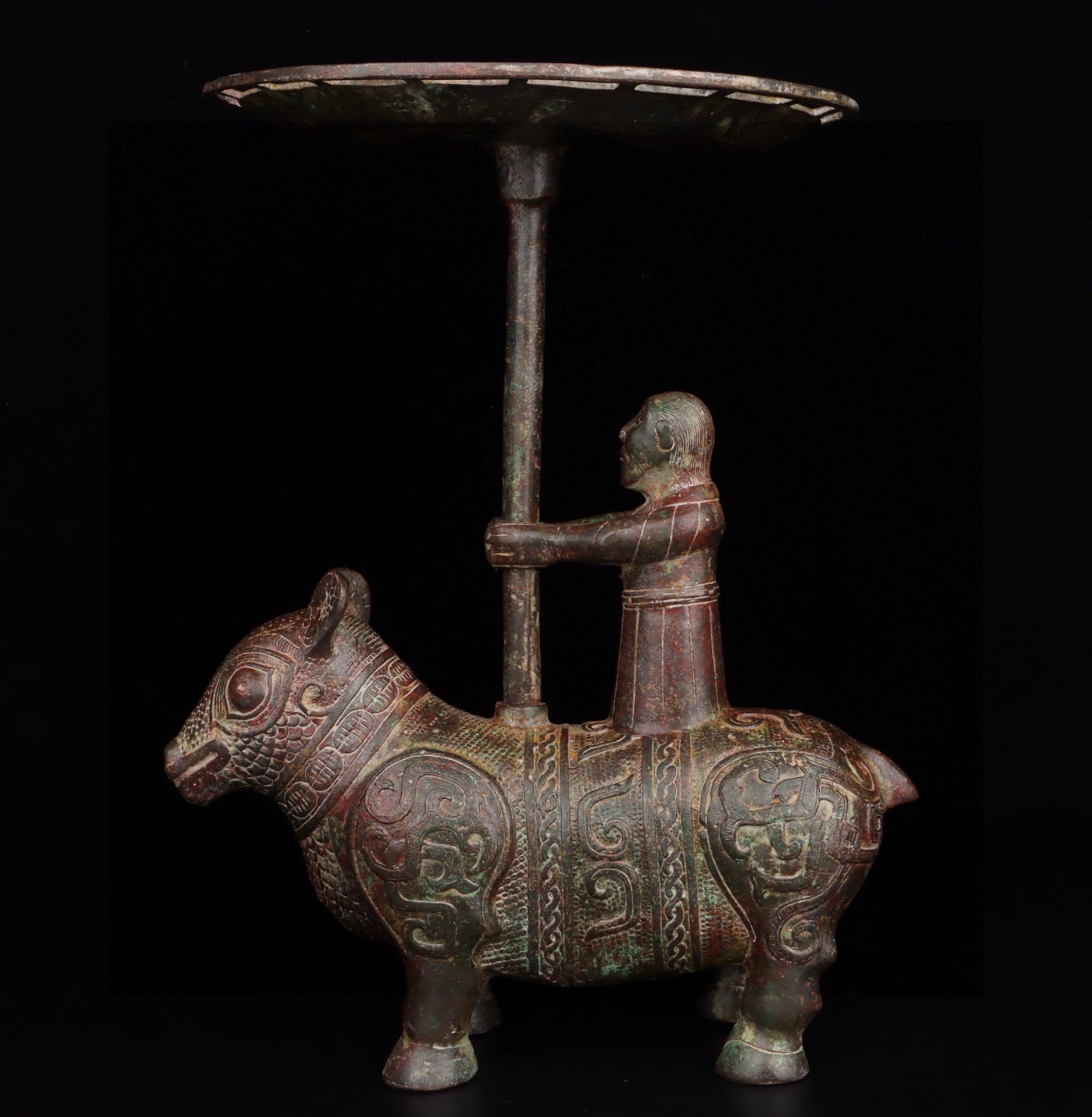 Han Dynasty Bronze Beast Seat Lamp Panel