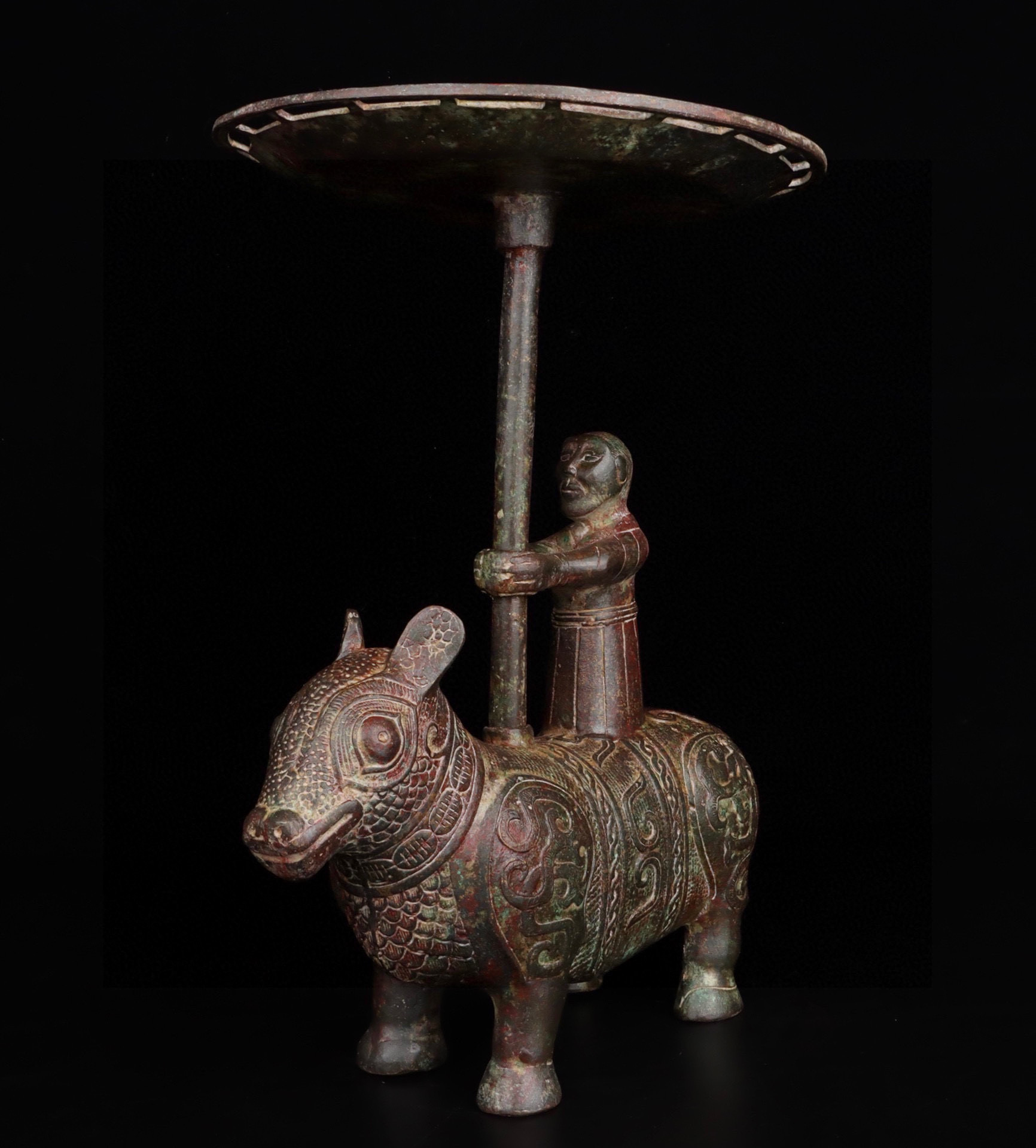 Han Dynasty Bronze Beast Seat Lamp Panel