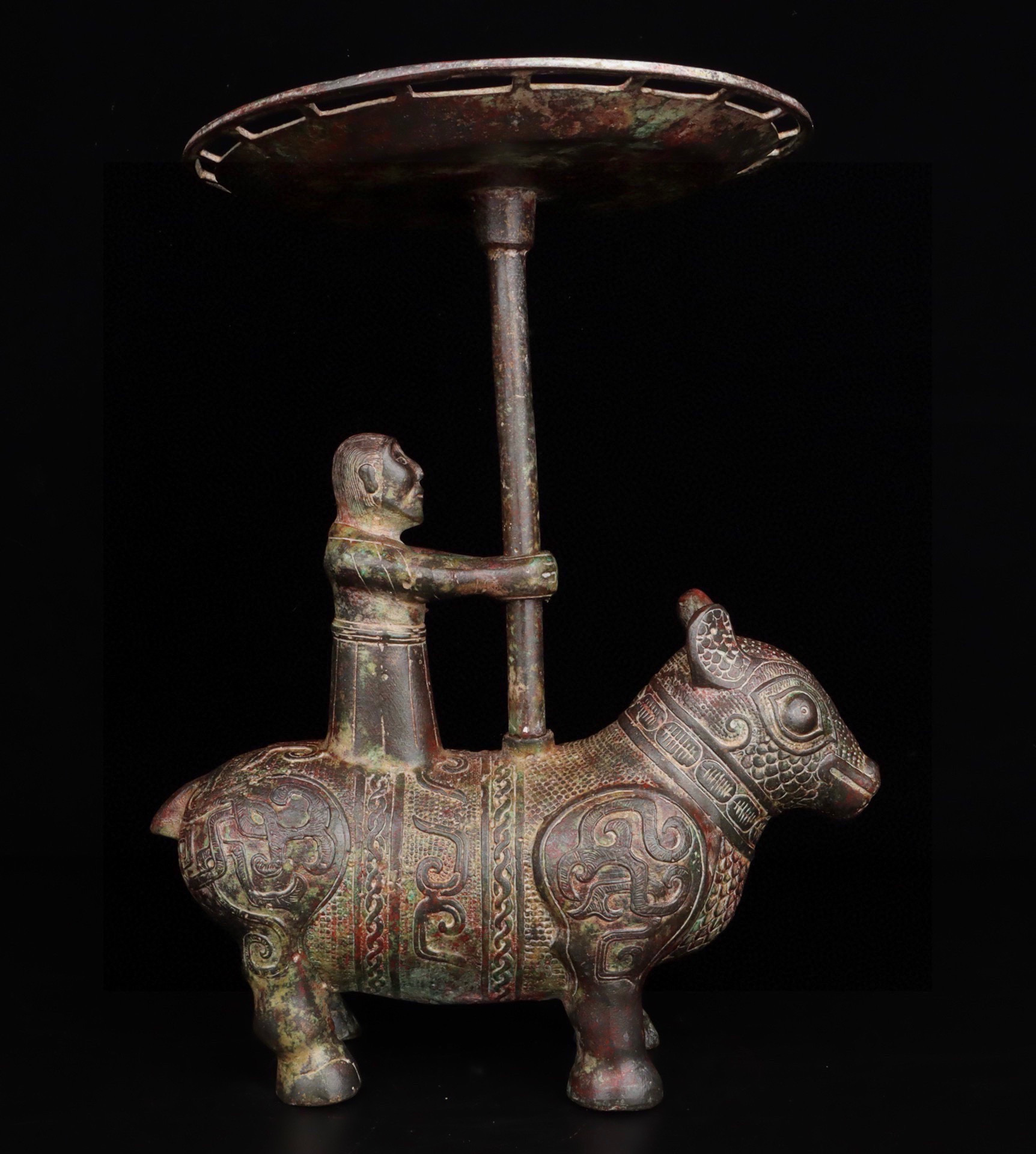 Han Dynasty Bronze Beast Seat Lamp Panel