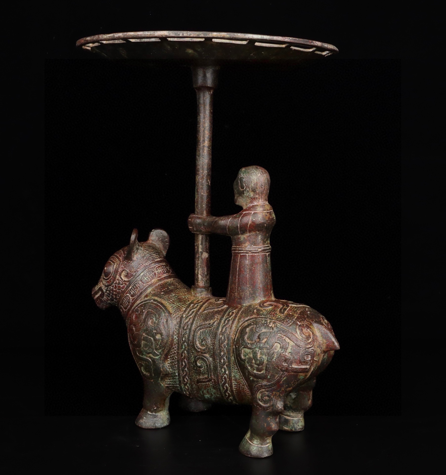 Han Dynasty Bronze Beast Seat Lamp Panel