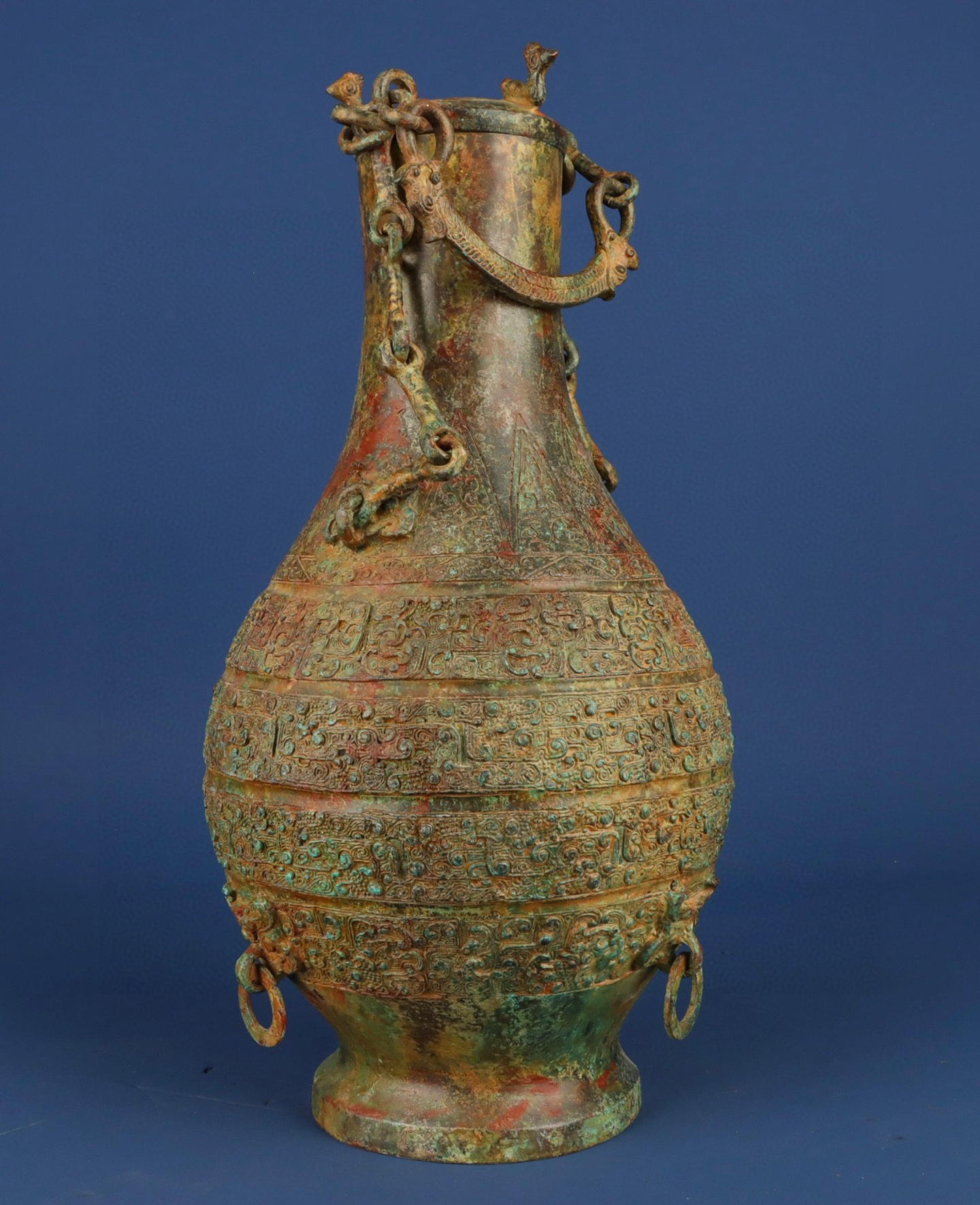Zhou Dynasty Bronze chain bottle