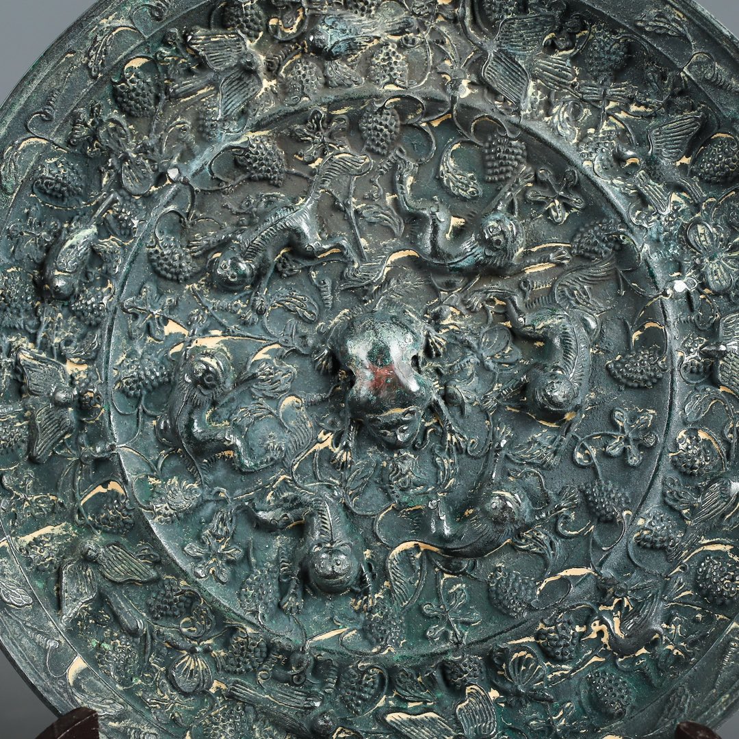 Tang Dynasty Bronze Sea Beast Grape Mirror