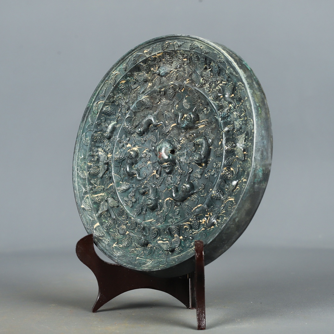 Tang Dynasty Bronze Sea Beast Grape Mirror