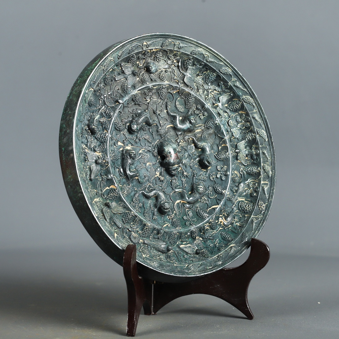 Tang Dynasty Bronze Sea Beast Grape Mirror