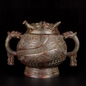 Zhou Dynasty Bronze Double Dragon Beast Face Gui