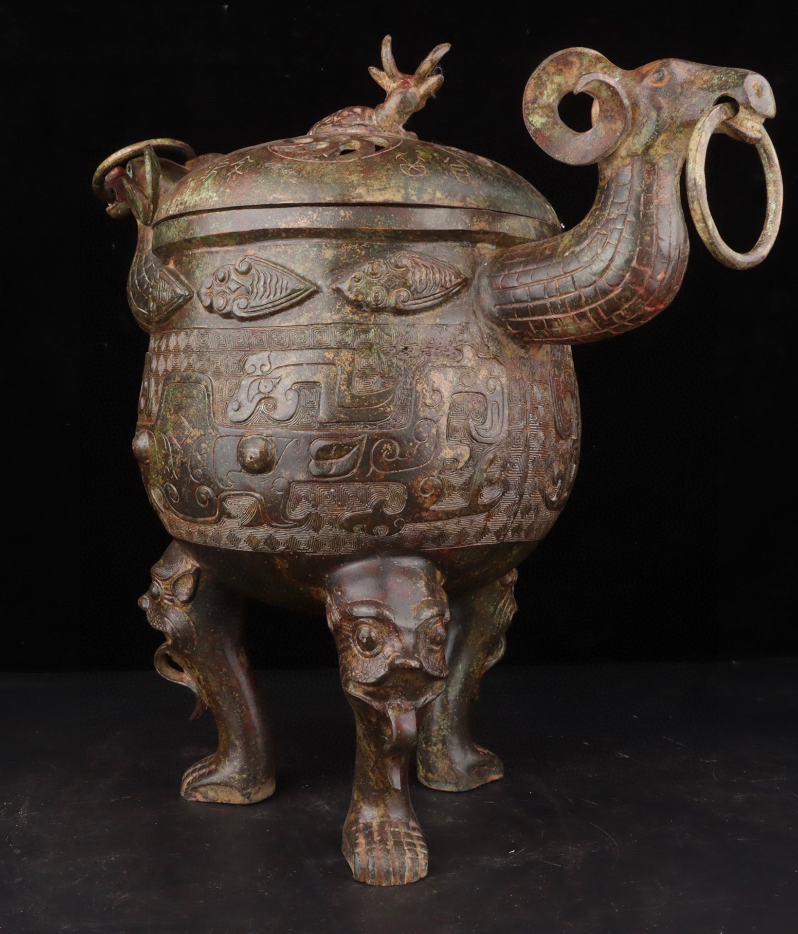 Han Dynasty Bronze Double Sheep Foot Furnace