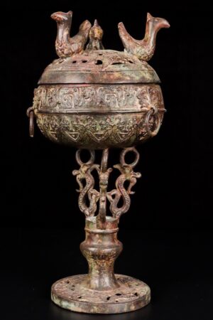 Han Dynasty Bronze standing bird incense burner
