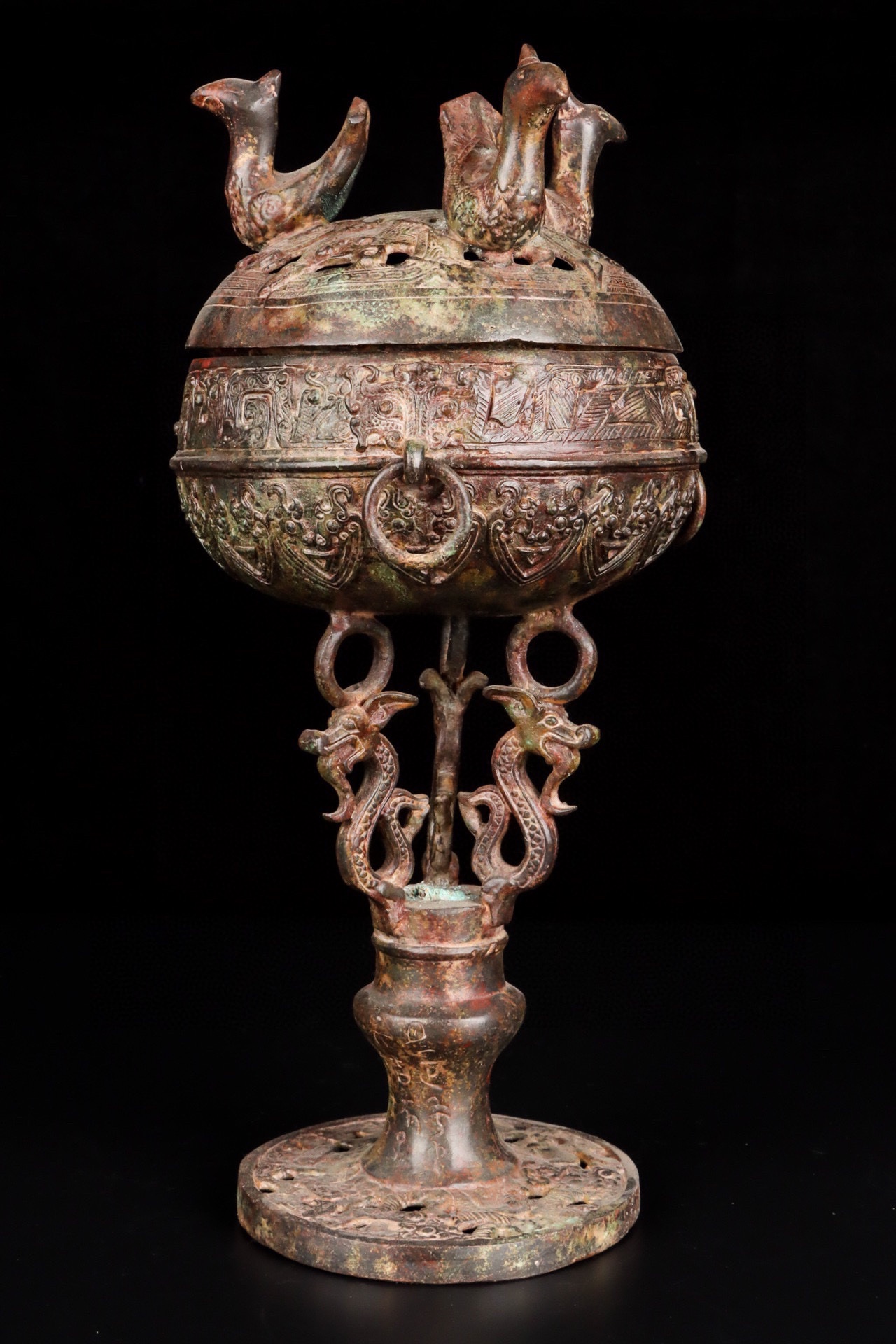 Han Dynasty Bronze standing bird incense burner