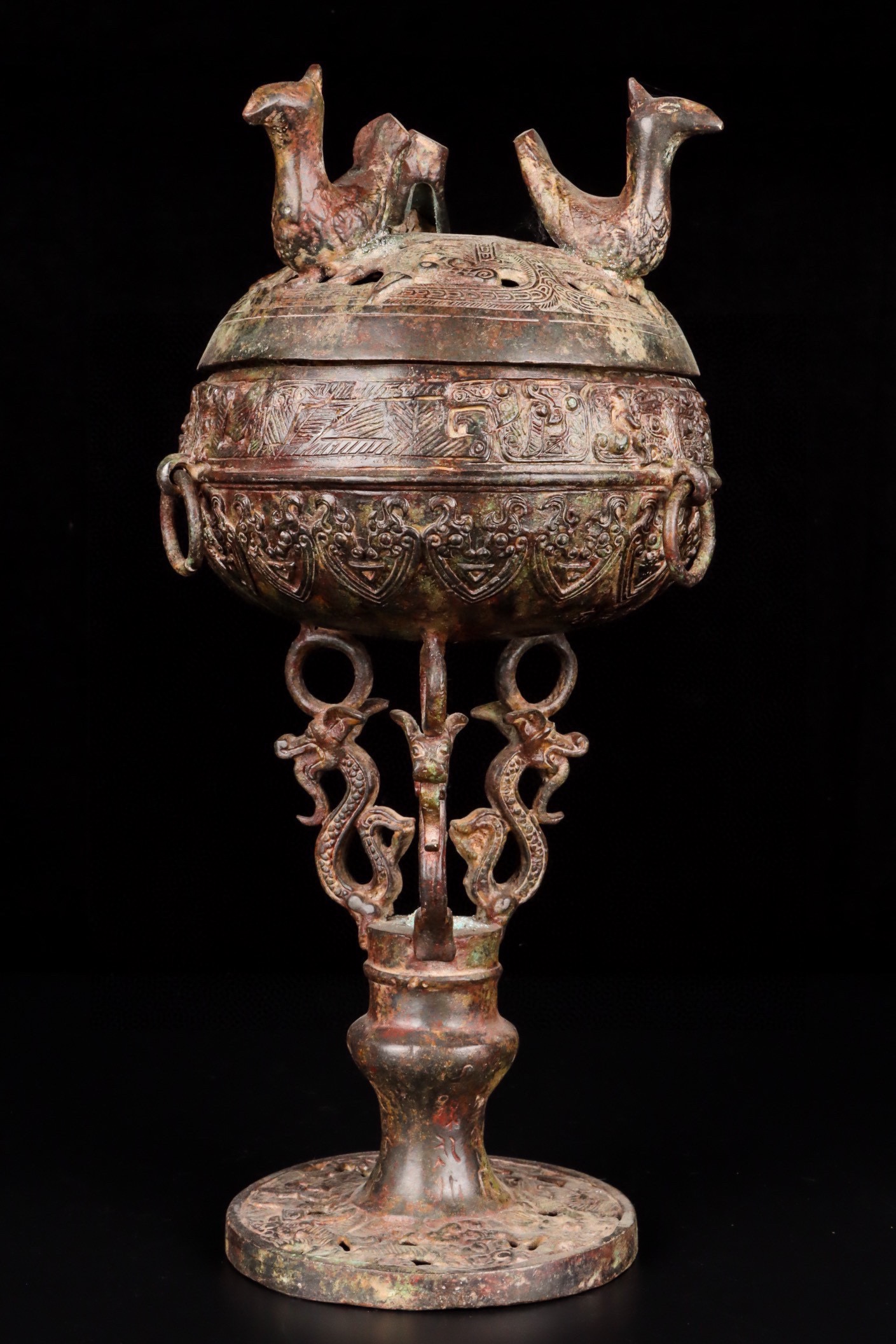 Han Dynasty Bronze standing bird incense burner