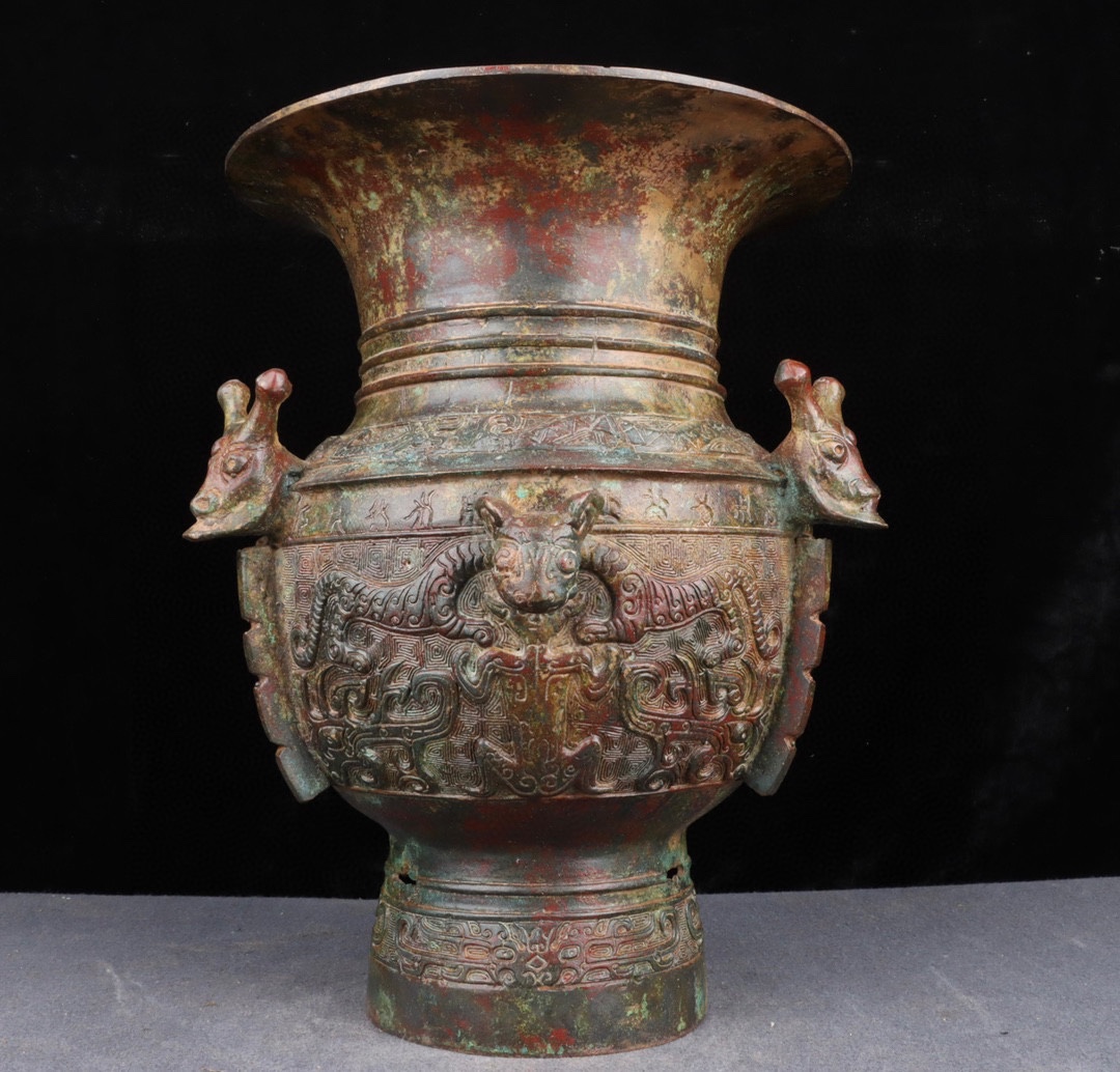 Zhou Dynasty Bronze Dragon and Tiger Zun
