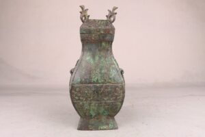 Han Dynasty Bronze square vase with inscriptions