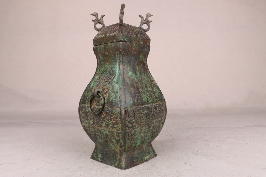 Han Dynasty Bronze square vase with inscriptions