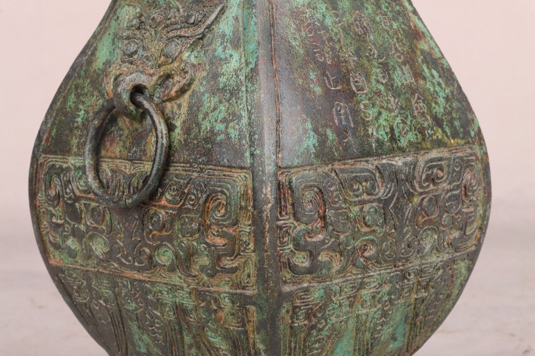 Han Dynasty Bronze square vase with inscriptions