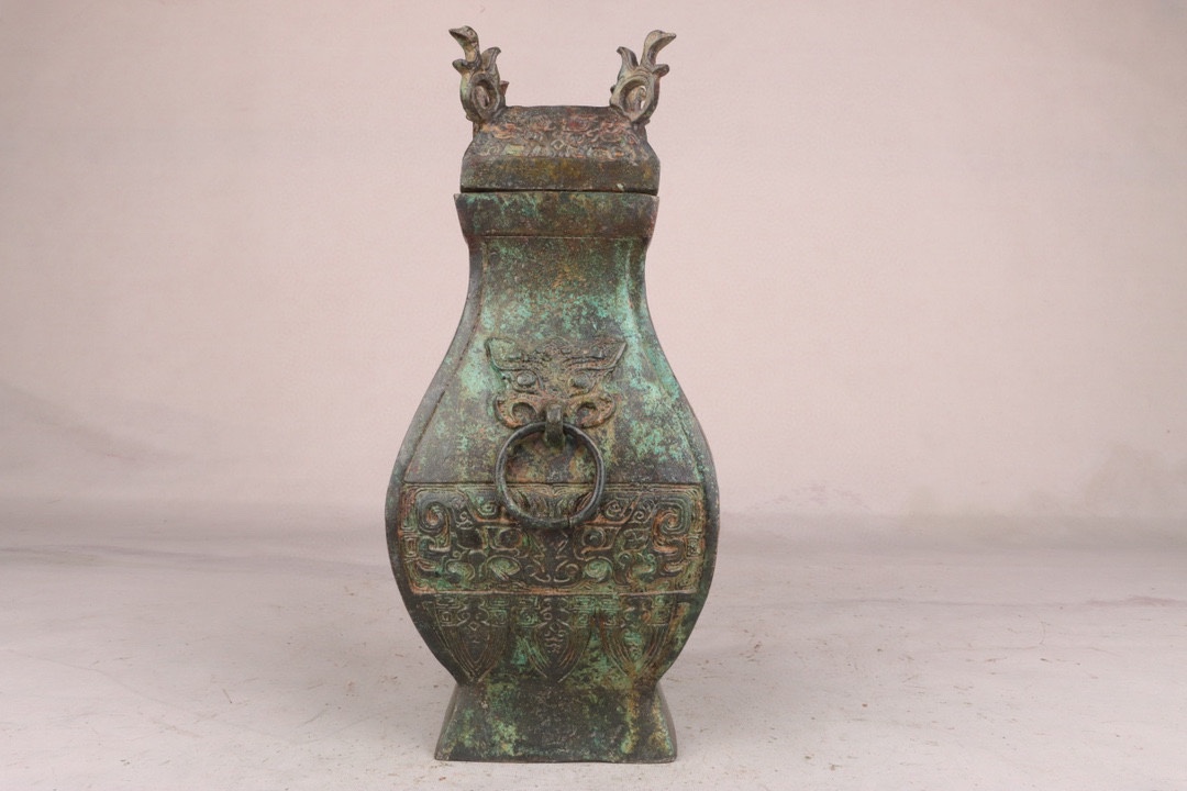 Han Dynasty Bronze square vase with inscriptions