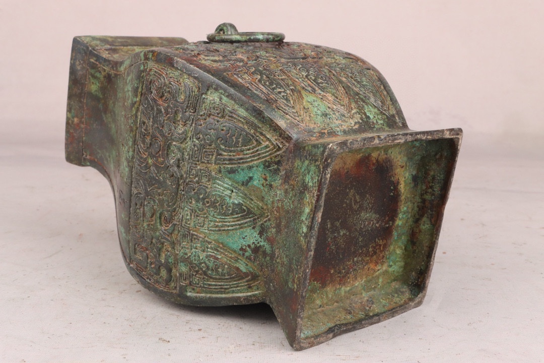 Han Dynasty Bronze square vase with inscriptions